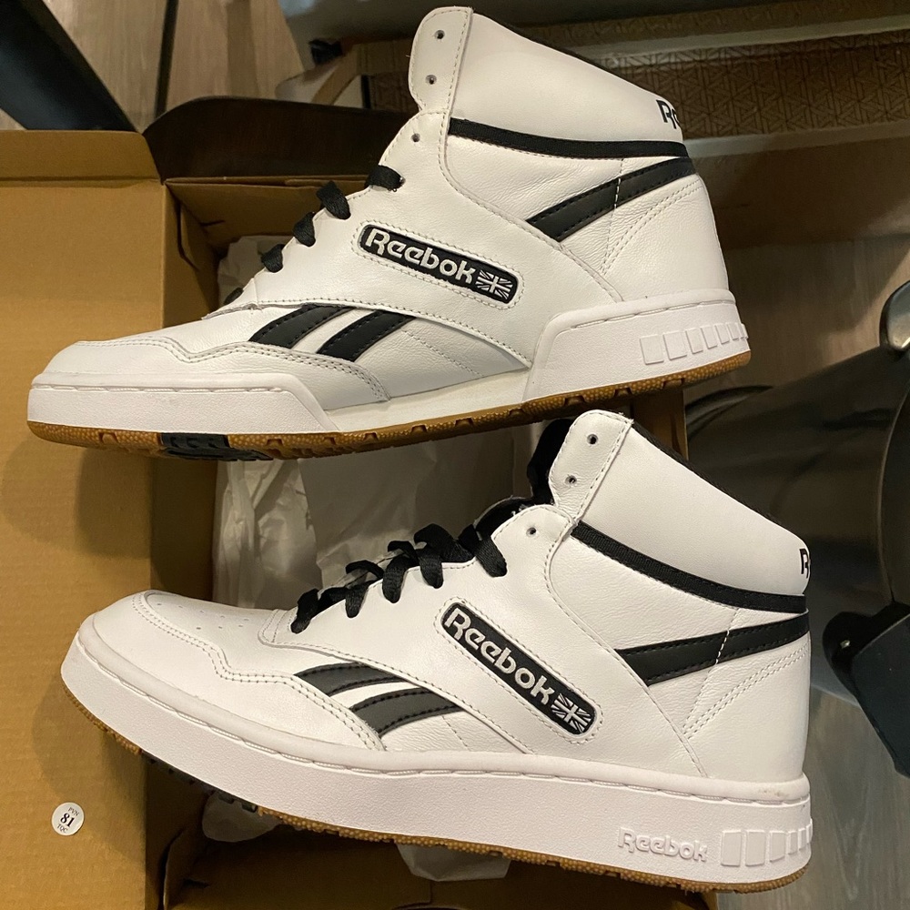 Reebok BB4600 black and white high top sneakers